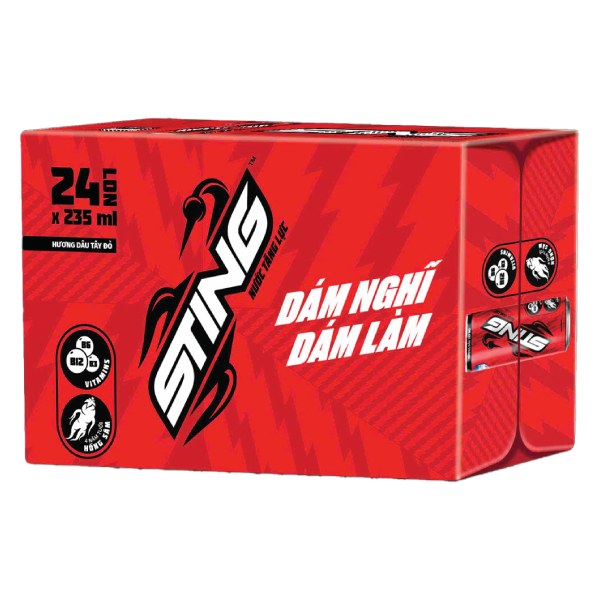 Nước Tăng Lực Sting Dâu Sleek Thùng 24 Lon 235Ml