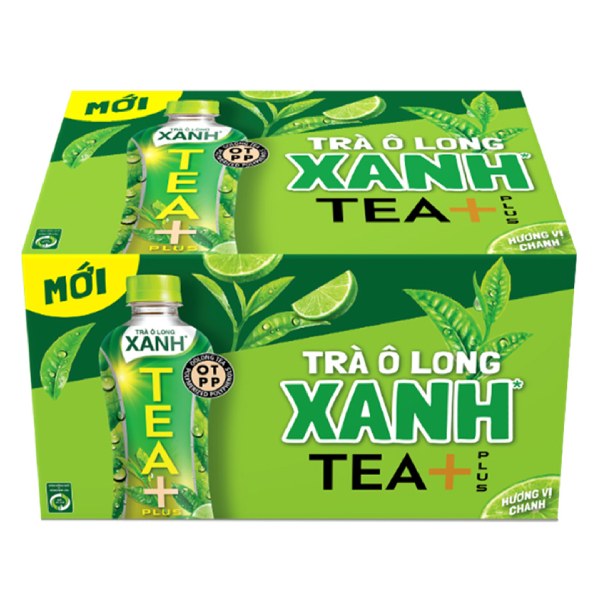 Trà Olong Xanh Tea Plus Hương Vị Chanh Thùng 24 Chai 450Ml