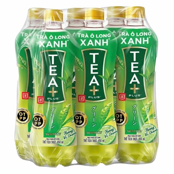 Trà Ô Long Xanh Tea Plus Hương Vị Chanh Lốc 6 Chai 450Ml