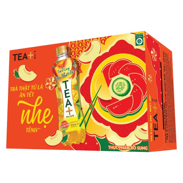 Trà Olong Tea Plus Vị Đào Thùng 24 Chai 450Ml