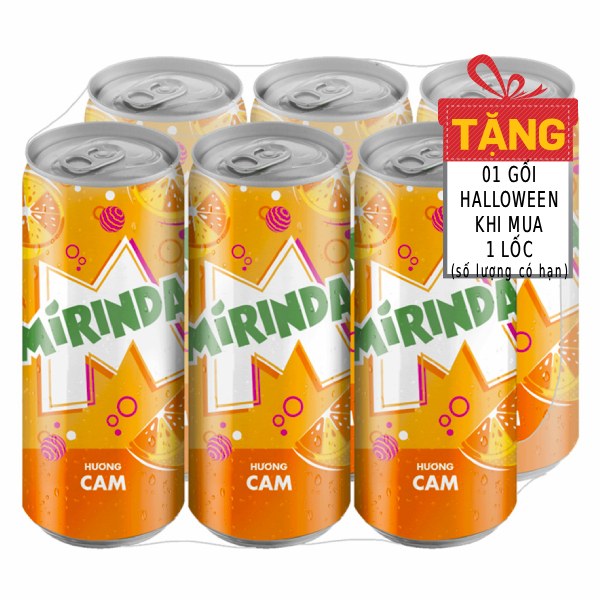 Lốc 6 Nước Ngọt Mirinda Cam Sleek Lon 320Ml