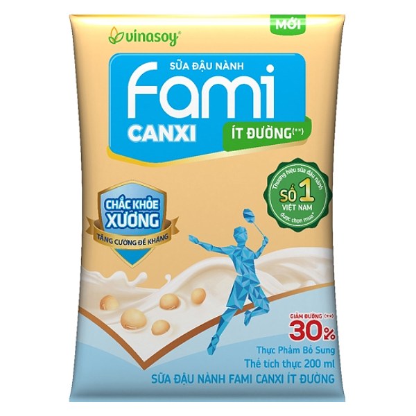 Sữa Đậu Nành Fami Canxi Ít Đường Bịch 200Ml