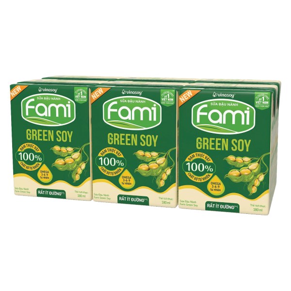 Lốc 6 Sữa Đậu Nành Green Soy Rất Ít Đường 180Ml