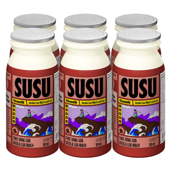 Lốc 6 Thức Uống Sữa Vinamilk Susu Socola Lúa Mạch Chai 80Ml