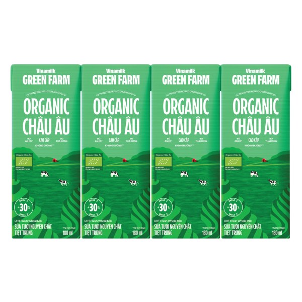 Lốc 4 Sữa Tươi Tiệt Trùng Vinamilk Green Farm Organic 180Ml