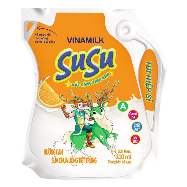 Sữa Chua Uống Tiệt Trùng Vinamilk Susu Hương Cam Túi 110Ml