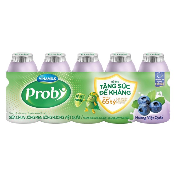 Lốc 5 Sữa Chua Uống Men Sống Vinamilk Probi Việt Quất 65Ml