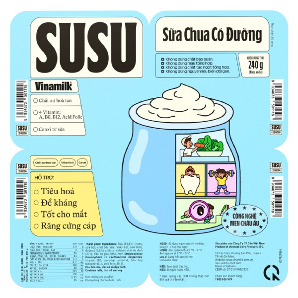 Lốc 4 Sữa Chua Ăn Vinamilk Susu Có Đường 60G