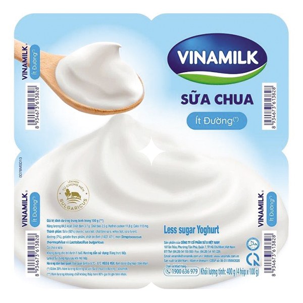 Lốc 4 Sữa Chua Ăn Vinamilk Ít Đường 100G