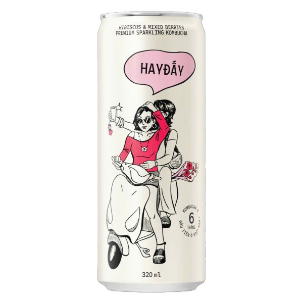 Trà Kombucha Hay Đấy Atiso Đỏ Lon 320Ml