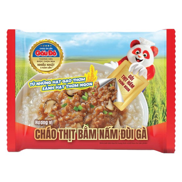 Cháo Dinh Dưỡng Gấu Đỏ Thịt Bằm Nấm Đùi Gà Gói 74G