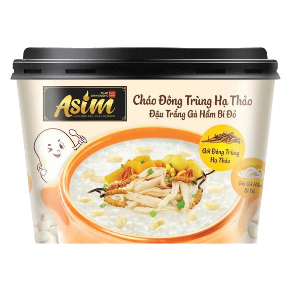 Cháo Ăn Liền Asim Đông Trùng Hạ Thảo Gà Hầm Bí Đỏ Tô 76G
