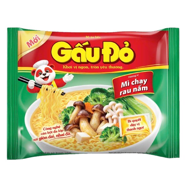 Mì Gấu Đỏ Chay Rau Nấm Gói 63G