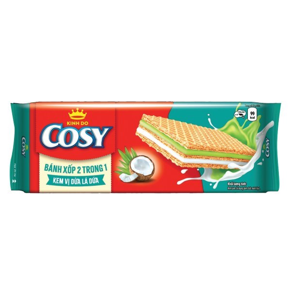 Bánh Xốp Cosy 2in1 Kem Dừa Lá Dứa 99.8G