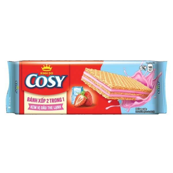 Bánh Xốp Cosy 2in1 Kem Dâu The Lạnh Gói 99.8G