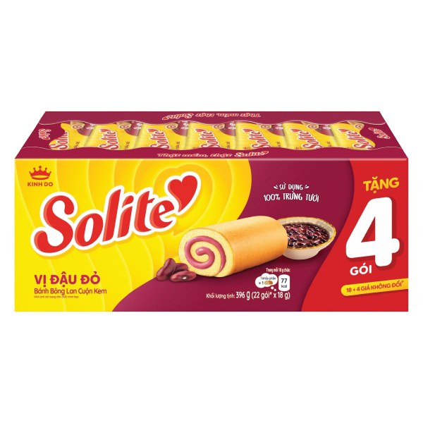 Bánh Solite Swiss Roll Đậu Đỏ Hộp 324G+72G