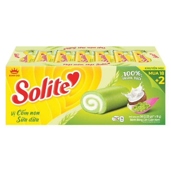 Bánh Solite Cuộn Cốm Non Sữa Dừa Hộp 360G
