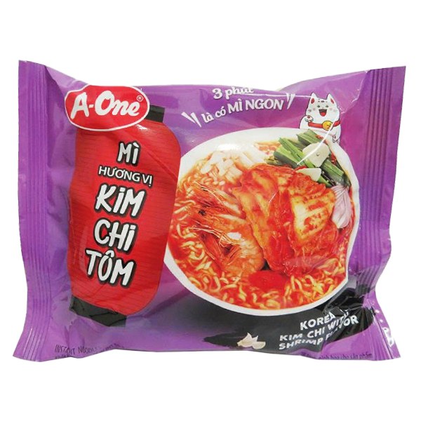 Mì A-One Hương Vị Kim Chi Tôm Gói 85G