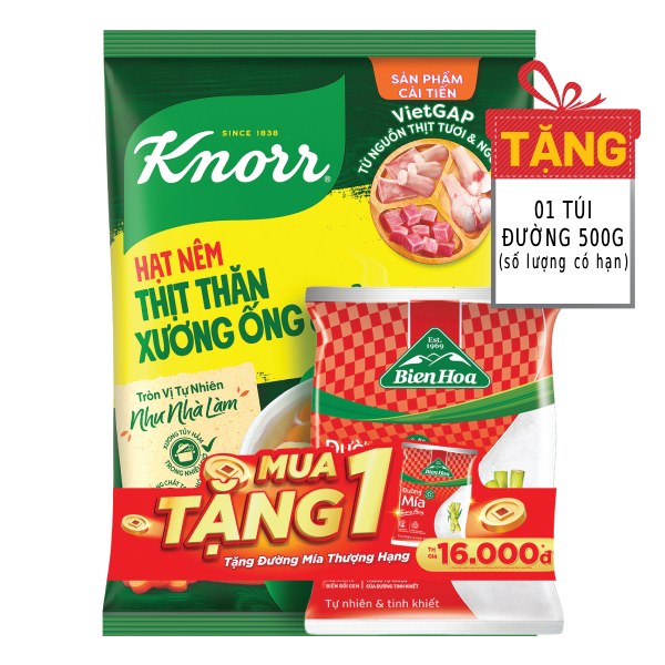Hạt Nêm Knorr Thịt 900G + Đường Biên Hòa 500G