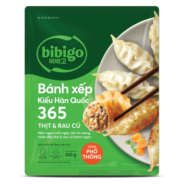 Bánh Xếp Mandu Bibigo 365 Nhân Thịt Và Rau Củ Gói 350G