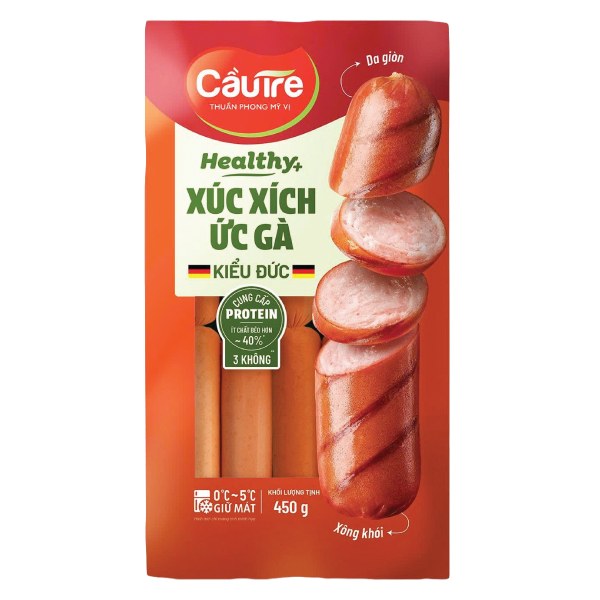 Xúc Xích Ức Gà Kiểu Đức Cầu Tre Healthy Gói 450G