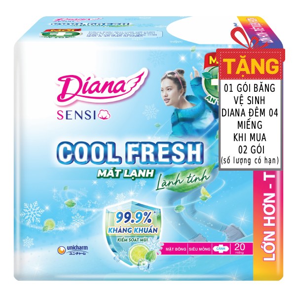 Băng Vệ Sinh Diana Sensi Cool Fresh Siêu Mỏng Cánh 20 Miếng