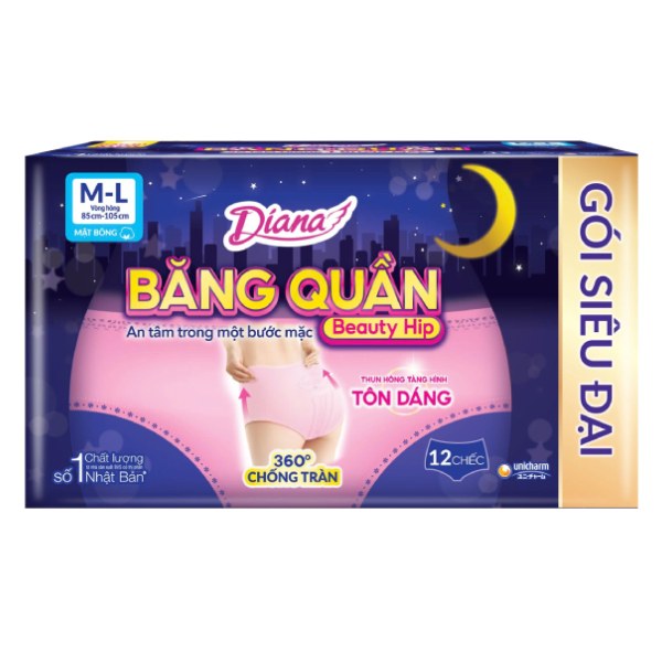 Băng Vệ Sinh Quần Diana Beauty Hip M-L 12 Miếng