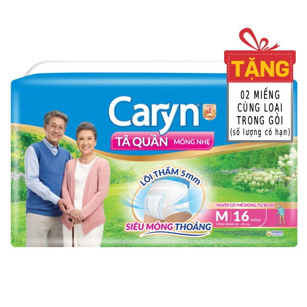 Tã Quần Người Lớn Caryn Mỏng Nhẹ Size M 16 Miếng