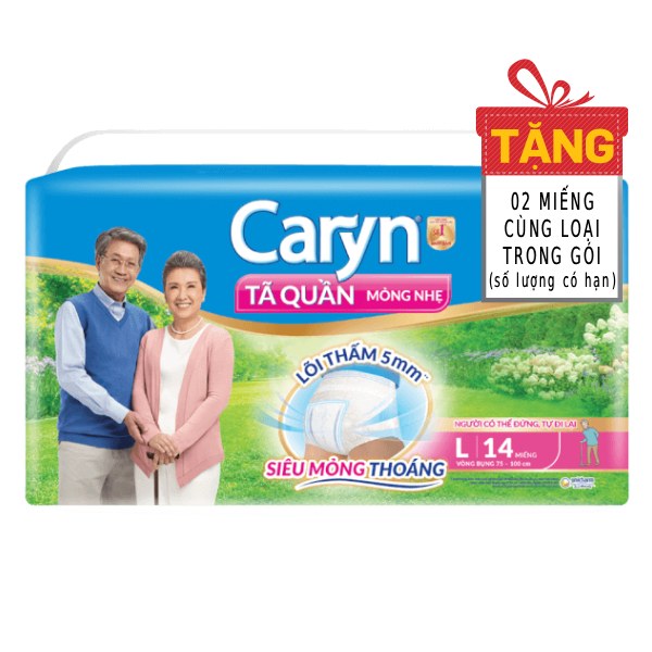 Tã Quần Người Lớn Caryn Mỏng Nhẹ Size L 14 Miếng