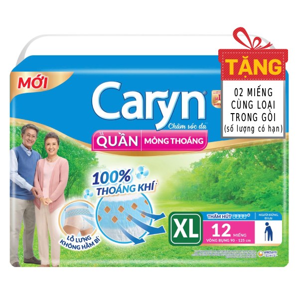 Tã Quần Người Lớn Caryn Mỏng Nhẹ Size XL 12 Miếng