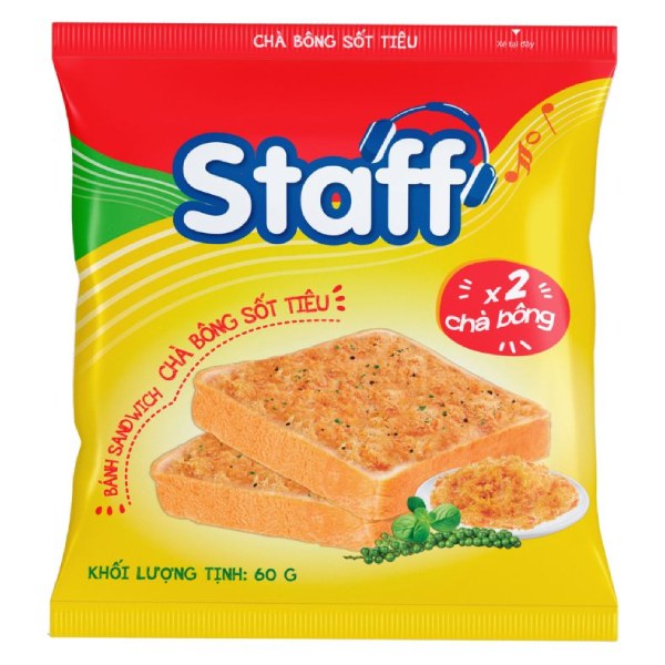 Bánh Sandwich Staff Chà Bông Sốt Tiêu Gói 60G