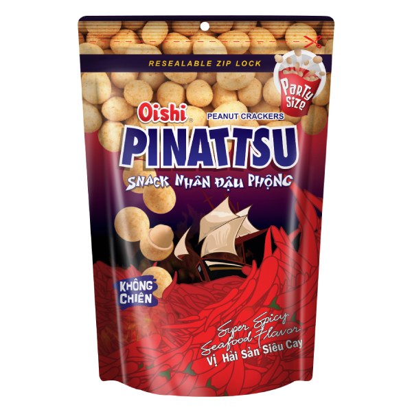 Đậu Phộng Oishi Pinattsu Vị Hải Sản Siêu Cay Gói 75G