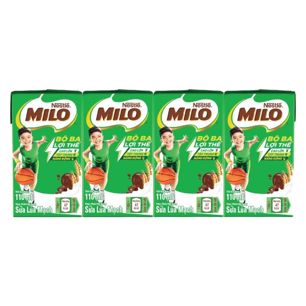 Lốc 4 Thức Uống Lúa Mạch Nestle Milo 110Ml