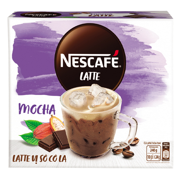Cà Phê Nescafe Latte Vị Socola Hộp 10 Gói*24G