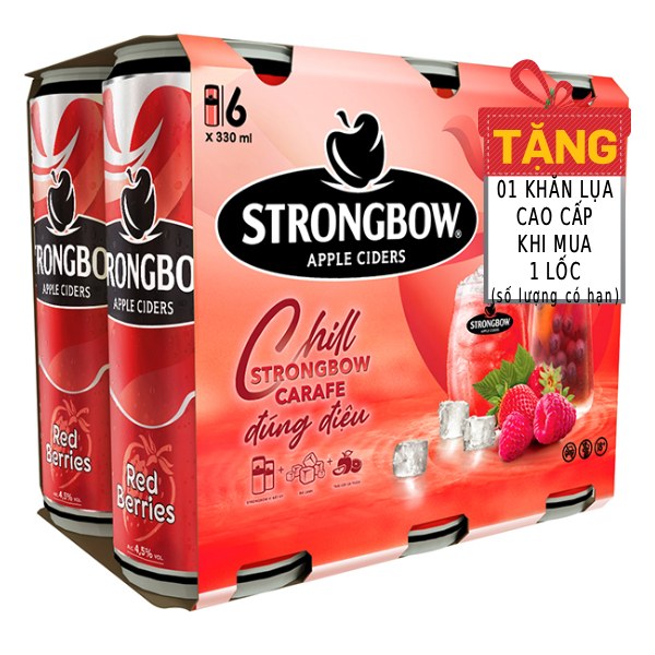 Nước Táo Lên Men Strongbow Red Berries Lốc 6 Lon 320Ml