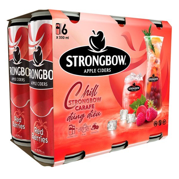 Nước Táo Lên Men Strongbow Red Berries Lốc 6 Lon 320Ml