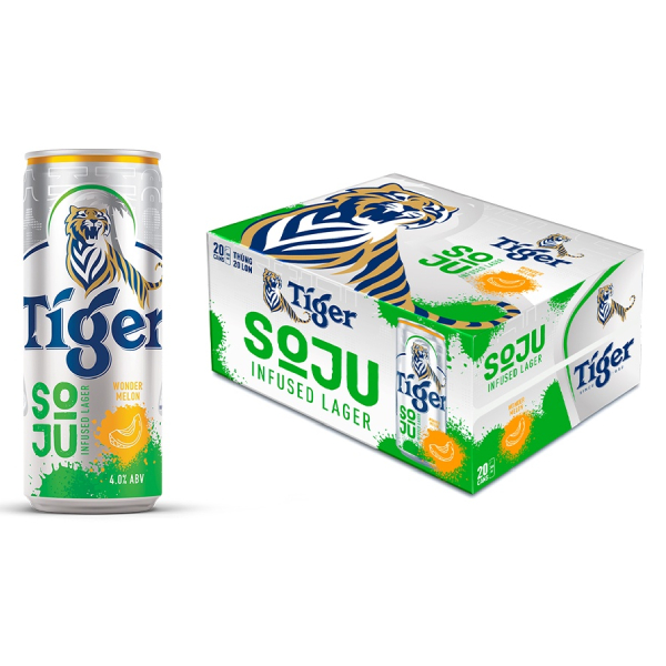 Bia Tiger Soju Vị Dưa Lưới Thùng 20 Lon 330Ml