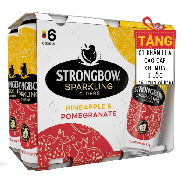 Nước Táo Lên Men Strongbow Vị Thơm Lựu Lốc 6 Lon 320Ml