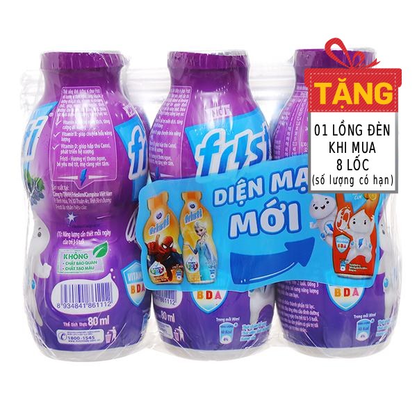 Lốc 6 Sữa Chua Uống Tiệt Trùng Fristi Hương Nho 80Ml 