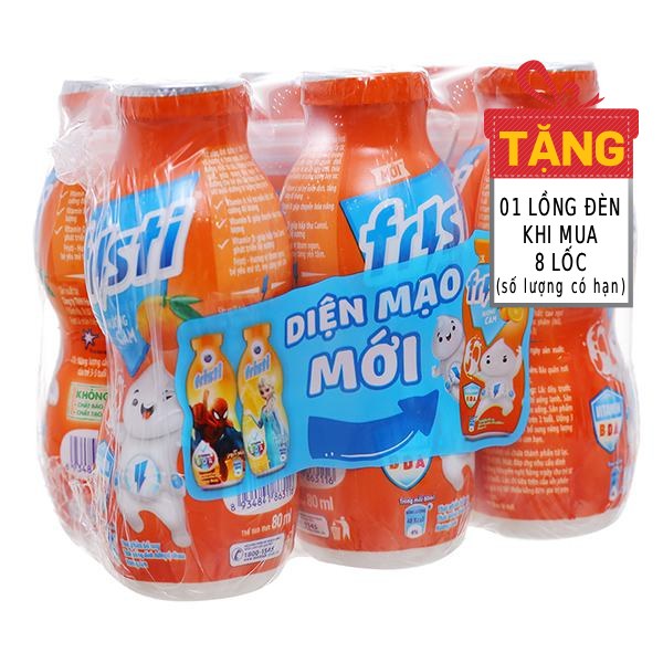 Lốc 6 Sữa Chua Uống Tiệt Trùng Fristi Hương Cam 80Ml 