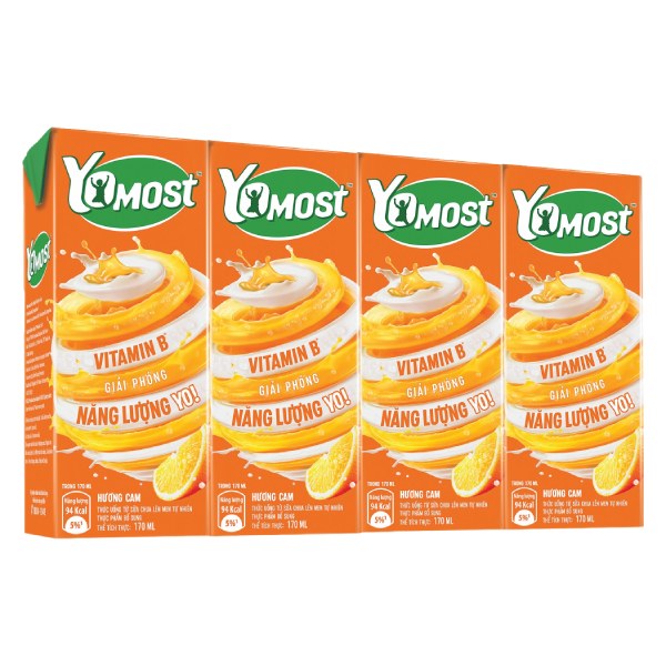 Lốc 4 Sữa Chua Uống Tiệt Trùng Yomost Cam 170Ml