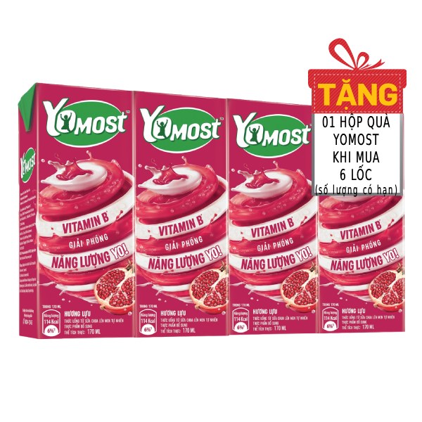 Lốc 4 Sữa Chua Uống Tiệt Trùng Yomost Lựu 170Ml