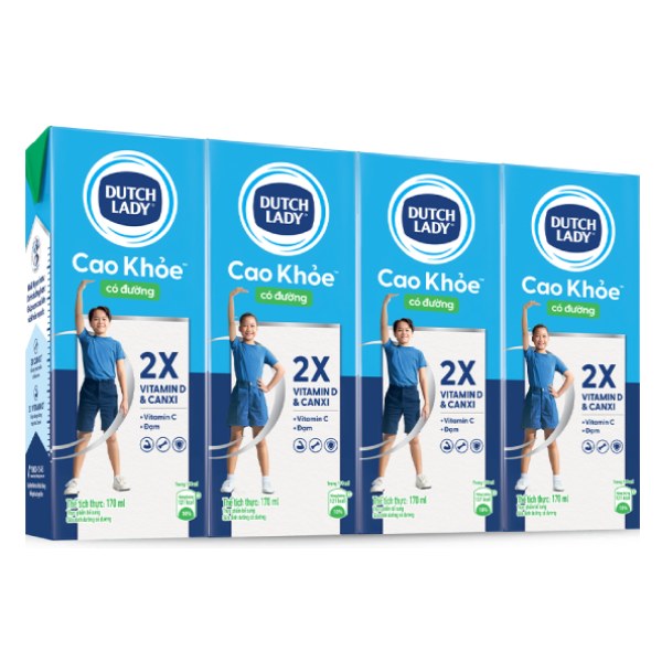 Lốc 4 Sữa Tiệt Trùng Dutch Lady Cao Khỏe Có Đường 170Ml