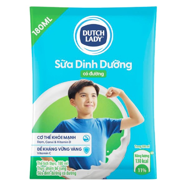 Sữa Dinh Dưỡng Dutch Lady Có Đường Bịch 180Ml