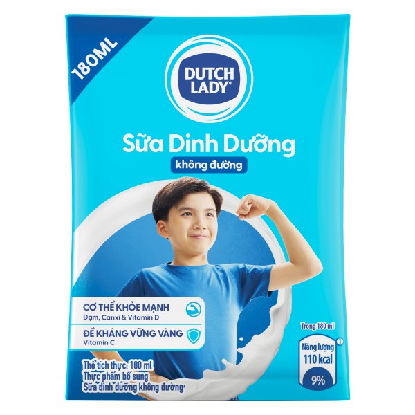 Sữa Dinh Dưỡng Dutch Lady Không Đường Bịch 180Ml