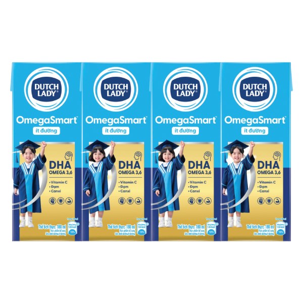 Lốc 4 Sữa Dinh Dưỡng Omega Smart Ít Đường 180Ml