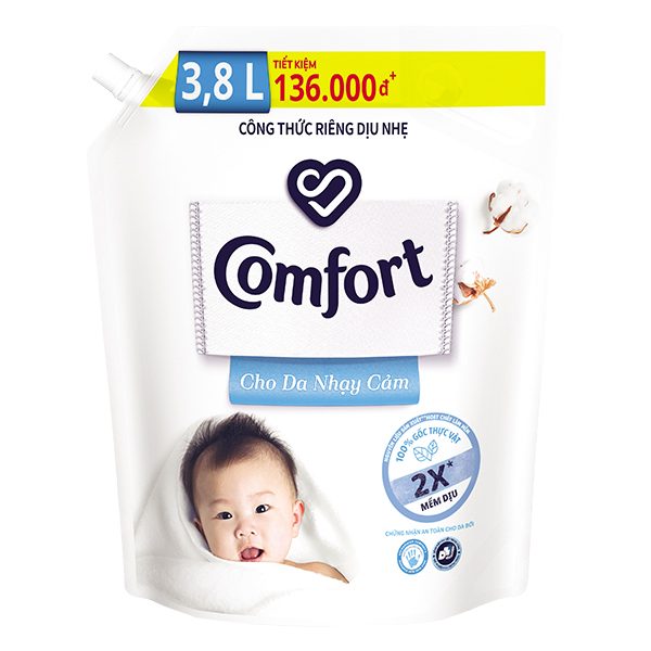Nước Xả Vải Comfort White Cho Da Nhạy Cảm Túi 3.8L