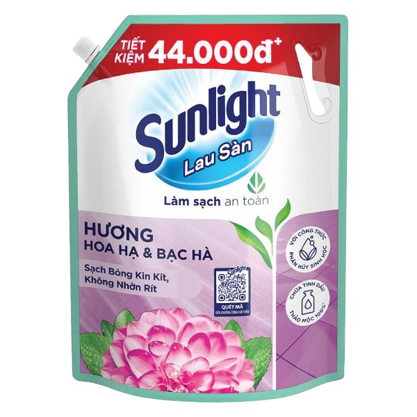 Nước Lau Sàn Sunlight Tinh Dầu Thảo Mộc Hoa Hạ Và Bạc Hà Túi 3.6Kg