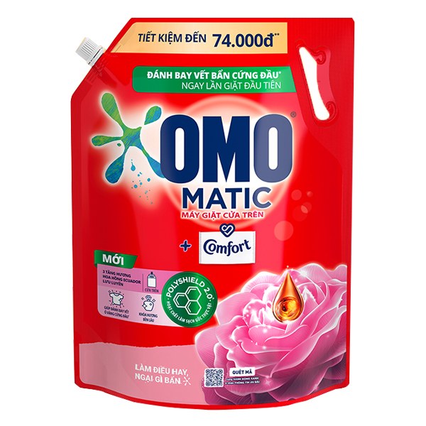 Nước Giặt Omo Matic Comfort Cho Máy Giặt Cửa Trên Hương Hoa Hồng Túi 3.6Kg
