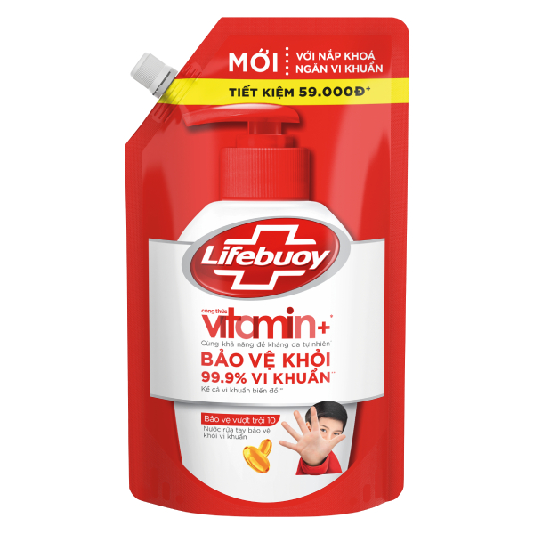Nước Rửa Tay Lifebuoy Vitamin Bảo Vệ Vượt Trội Túi 1Kg